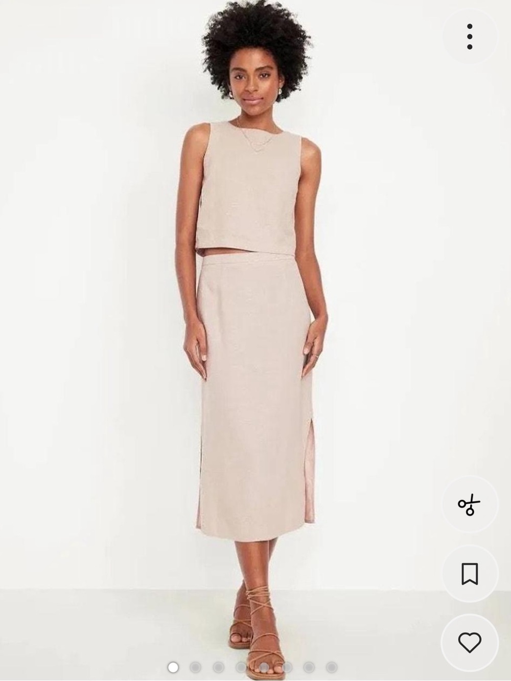 Old Navy Mid Rise Linen Blend Midi Skirt